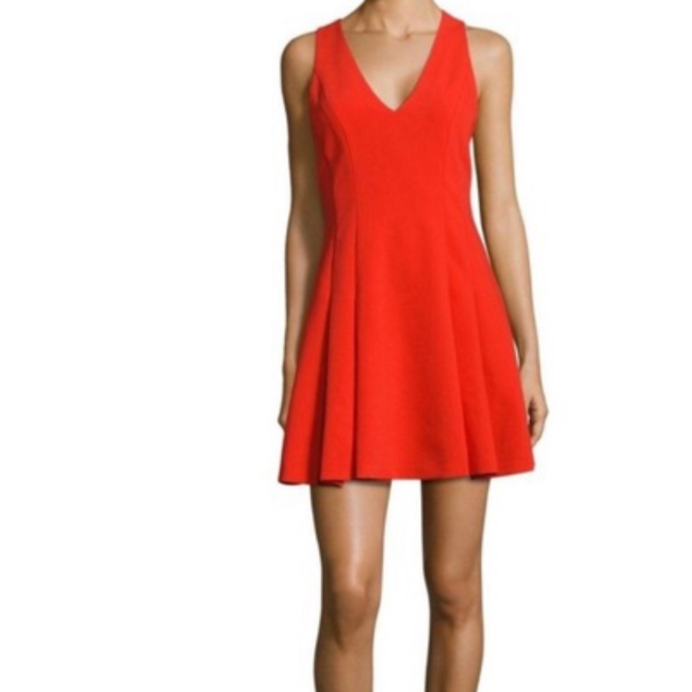 Alice + Olivia Ella V-Neck Dress in Red